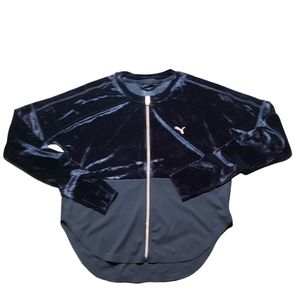 Puma Women’s Velvet Rope Rose Gold Black Velour Zip Up Track Jacket Power Tights
